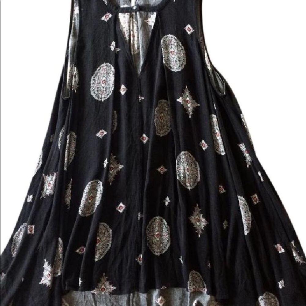Free People Retro Print Tunic in Raven Combo